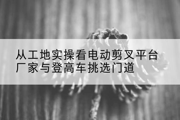 驻马店电动剪叉升降平台厂家-从工地实操看电动剪叉平台厂家与登高车挑选门道